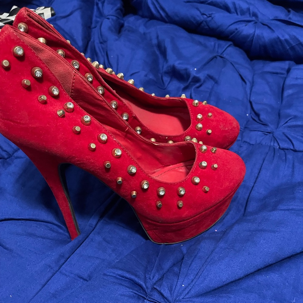 Red studded stilettos